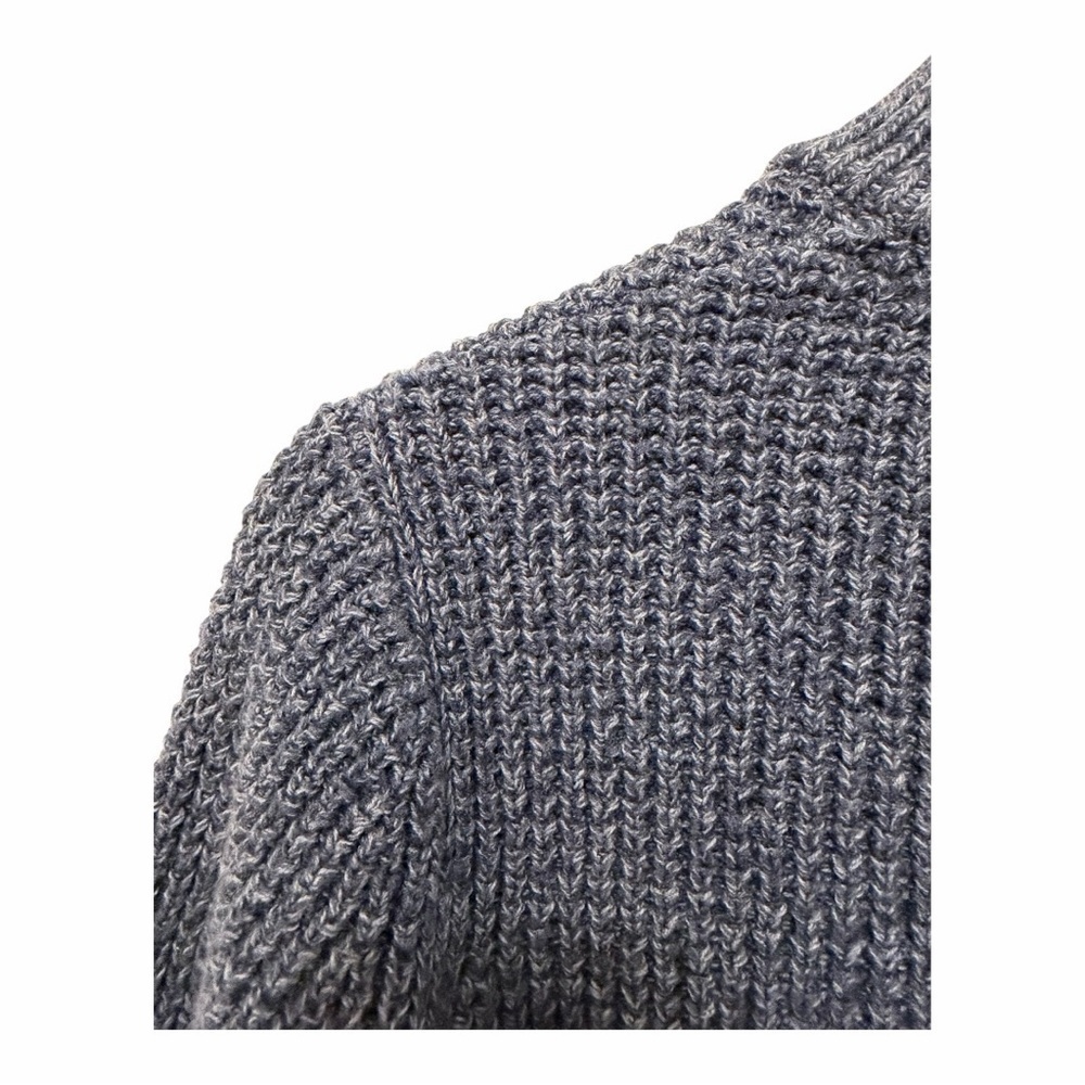 L.L. Bean Blue Organic Cotton Zip Fisherman Heavy Knit Sweater Cardigan Sm Y2K - Picture 6 of 8